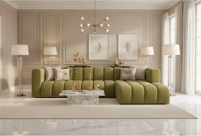 Narożnik w kształcie L GRAND 318 cm, tkanina Salvador, Oliwkowy, Prawy