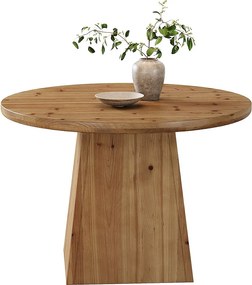 Okrągły stół jadalny z litego drewna dla 4 osób, mały okrągły stół kuchenny z pogrubionym blatem i solidną podstawą