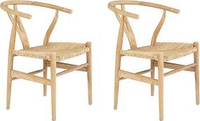 Zestaw 2 krzeseł z drewna tekowego i słomy - Kolor: naturalny - POGIANA