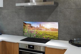 Panel szklany do Kuchni Wschód Słońca nad Niemiecką Rzeką