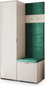 Masseno Garderoba LORI 95/181/51 cm Nowoczesna Szafa do Przedpokoju Kaszmir, MONOLITH 37 (Butelkowa zieleń)