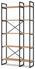 Czarno-naturalny regał w dekorze dębu 87,5x175 cm Dusan – Marckeric