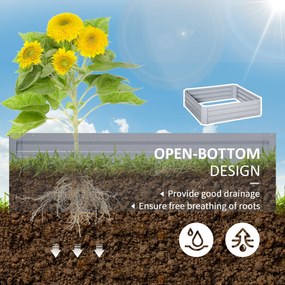 Outsunny Skrzynki na kwiaty 2 sztuki Stalowa rama Otwarte dno Szary 100x100x30cm Dekoracja ogrodu | Aosom PL