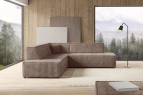 Masseno Narożnik TESSO z funkcją spania i pojemnikiem na pościel Narozniki L, Rozkładana sofa - Brązowy, TILIA 17