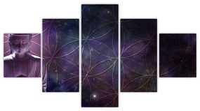 Obraz - Budda z kwiatami życia (125x70 cm)