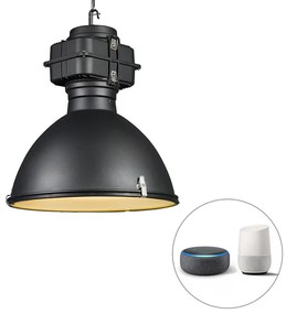 Inteligentna lampa wisząca w stylu industrialnym czarna 53 cm w komplecie z żarówką A60 Wifi - SickoPrzemysłowy Oswietlenie wewnetrzne