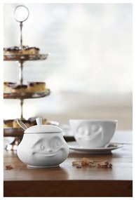 Biała uśmiechnięta cukierniczka z porcelany 58products