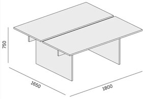 Biurko DOUBLE SOLID, 1800 x 1650 x 743 mm, biały