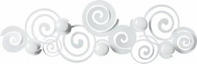 Wieszak ścienny Orfeo biały z żelaza, 6 haczyków, elegancki design oszczędzający miejsce, made in Italy