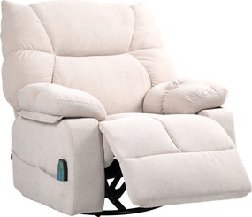 HOMCOM Fotel Masażowy z Funkcją Ogrzewania i Leżenia, Obrotowy, Do 150 kg, Konstrukcja Metalowa, 98x90x98cm, Beżowy