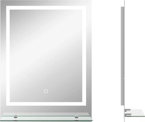 kleankin Lustro łazienkowe LED 70x50 cm podświetlane podgrzewane antypara 3 kolory światła dotykowe ścienne wiszące nowocześnie | Aosom PL