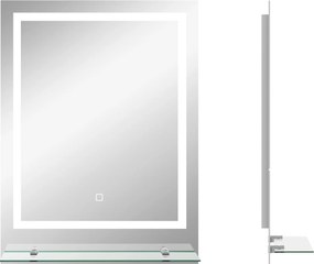 kleankin Lustro łazienkowe z oświetleniem LED, 3 kolory światła, funkcja anty-parowanie, zasilane kablem, 70 x 50 cm