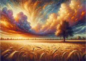 Obraz na szkle – Drzewo na polu (70x50 cm)