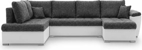 Narożnik Joris U z funkcją spania i pojemnikami – plecionka + ekoskóra, nowoczesny design