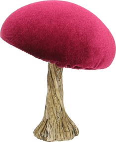 Dekoracja Velvet Mushroom 10 cm ruby