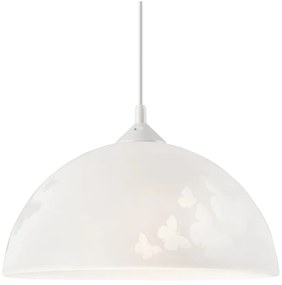 Biała lampa dziecięca ze szklanym kloszem ø 30 cm Mariposa – LAMKUR