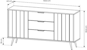 Komoda Flaro 153 cm z szufladami - dąb dunin