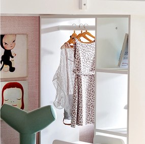 Łóżko piętrowe dla dzieci - 90 x 200 cm - z 1 wyjmowanym wózkiem + pojedyncze wieszaki - drewno + MDF - białe