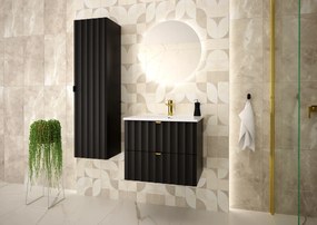 Szafka łazienkowa z umywalką wpuszczaną Arcos 06, czarny mat, 60 cm - zestaw 3