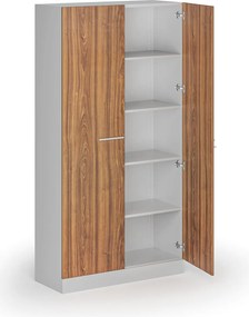 Metalowa szafa z drewnianymi drzwiami, demontowana, 1950 x 1000 x 500 mm, orzech