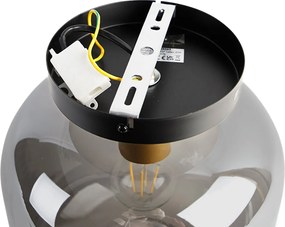 Designerska lampa sufitowa czarna i złota z dymionym szkłem - Zuzanna
