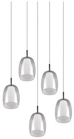 Lampa wisząca w kolorze srebra ze szklanym kloszem ø 48 cm Barret – Trio Select