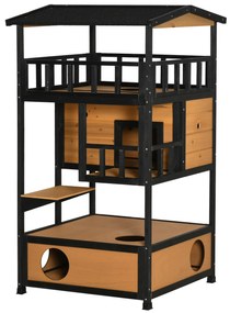 PawHut domek dla kotów na zewnątrz odporny na warunki atmosferyczne żółty 755x75x137cm | Aosom PL