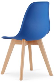Niebieskie krzesło KITO z bukowymi nogami