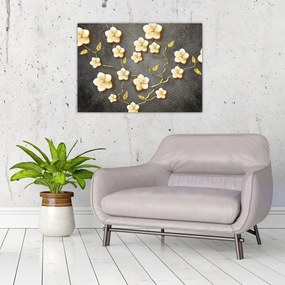Obraz - Złoty krzew na czarnym tle (70x50 cm)