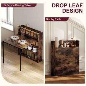 HOMCOM Składany stół z półką, design industrialny, oszczędzający miejsce, do małych pomieszczeń, 80x90x93cm, Rustikal-Braun