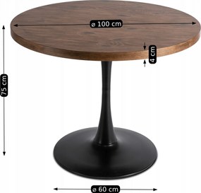 Stół okrągły Lino 100 cm do jadalni, loft, industrialny, dąb rustykalny