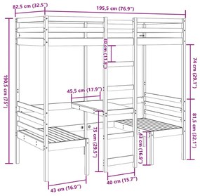 Sosnowe łóżko piętrowe do małego pokoju 75x190 - Devrix 3X