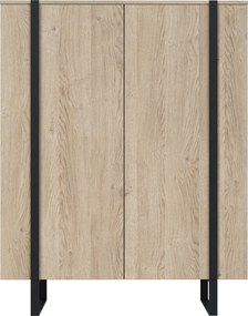 Komoda wysoka Verica 120 cm dwudrzwiowa - dąb biszkoptowy / czarne nóżki