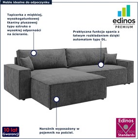 Ciemnoszara kanapa narożna sztruksowa G9-T36