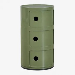 Okrągły Stolik Boczny Z Półkami Babel Intensywny Verde Olive & 3 Szuflady - Sklum