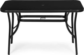 Stół ogrodowy Torello 094, 120x70 cm - czarny, z otworem na parasol