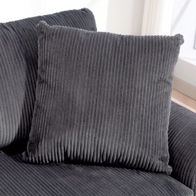 HOMCOM Sofa 3-osobowa z poduszkami ozdobnymi, sofa ze sztruksu do salonu, sypialni, szer. 212 cm, ciemnoszary | Aosom PL
