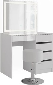 Stół do toalety biały/biały wysoki połysk 89.8x50.1x76 sherry