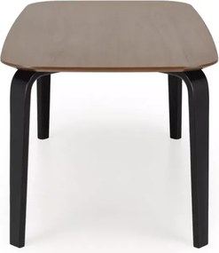 Stół Pelo 160x90 cm – prostokątny stół z naturalnej okleiny w kolorze orzechowym z melaowymi czarnymi nogami