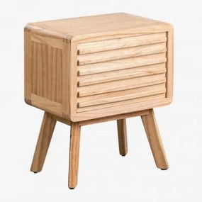 Prostokątny Stolik Nocny 45x30 Cm Z Drewna Deleyna Brązowy Naturalne Drewno - Sklum