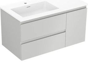 Mexen Orio szafka łazienkowa 90 cm z umywalką Otis lewą, 2S, 1D, szara mat/biała mat - 91A13-09047-3-BBFFF62-W18L01