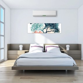 Obraz – Akwarelowe drzewo pełne życia (170x50 cm)