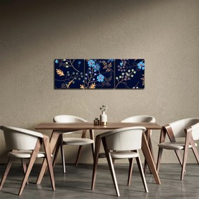 Obraz - Jesienne kwiaty (z zegarem) (90x30 cm)