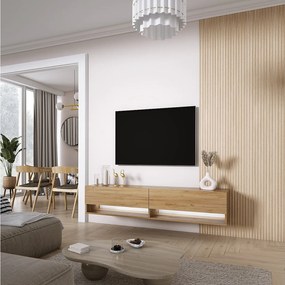 Szafka pod telewizor 170 cm Dąb Craft, LED biały, 170 × 32 × 34 cm