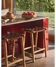 Hoker ze skóry w naturalnym kolorze (wysokość siedziska 67 cm) Calixta – Kave Home