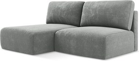 Otwarty Lewy narożnik z funkcją spania - z tkaniny szenilowej - szary - KONA