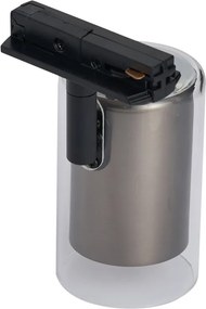 Nowoczesny reflektor w kolorze metalu z przezroczystym szkłem do systemu szynowego 1-fazowego - Iconic Lloyd