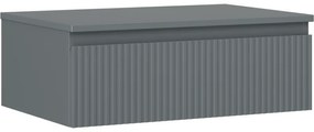 Mexen Rivel szafka łazienkowa podumywalkowa 70 cm z blatem, 1 szuflada, ryflowana , grafit mat - 91A20-07023-1-BFC66