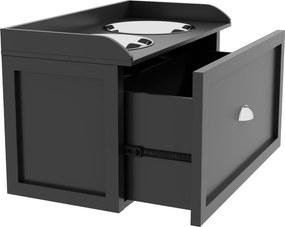 PawHut Stacja karmienia, 2 miski po 2 litry, nierdzewna stal, z szufladą, dla dużych psów, czarno-srebrny, 60 x 30 x 36 cm