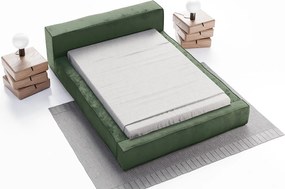 Emporius Bueno łóżko tapicerowane 180x200 -  tkanina velvet, nowoczesny styl, pojemnik i stelaż - łóżko 180x200 zielone (Infinity 10)